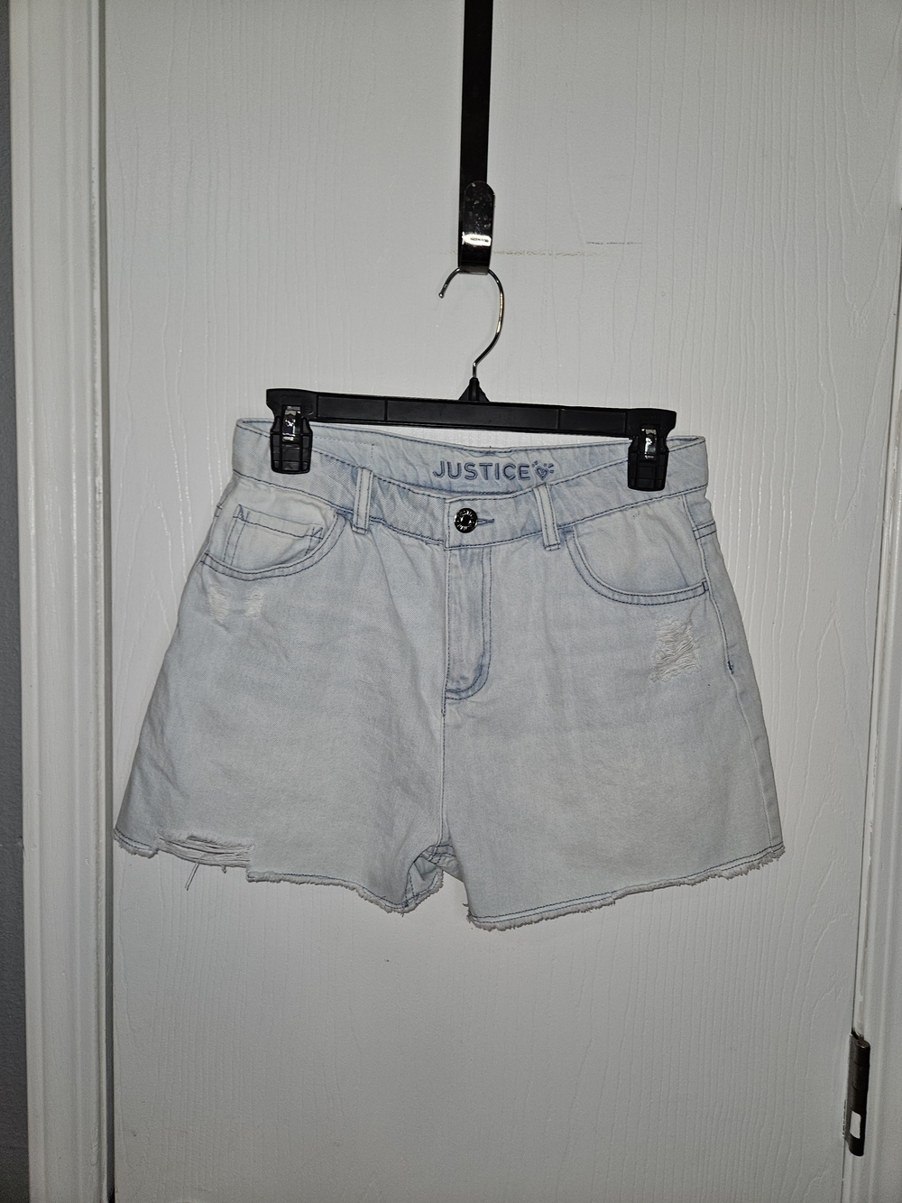 Justice Light Wash Denim Shorts for Girls - Light Blue